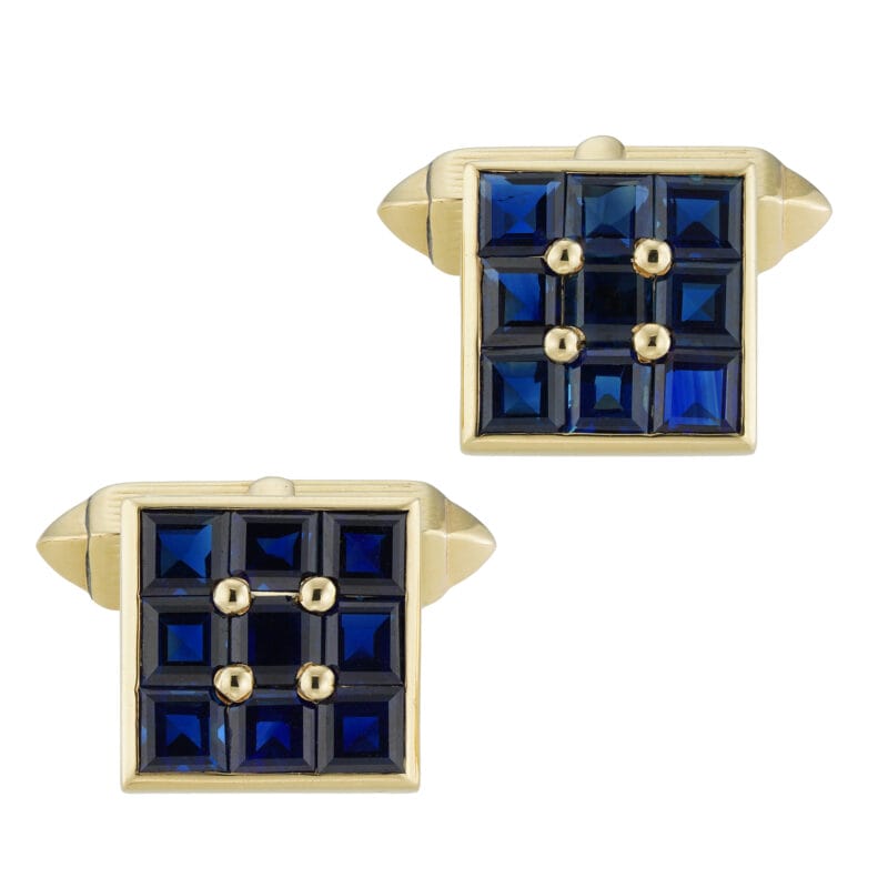 A pair of Asprey’s sapphire and gold cufflinks