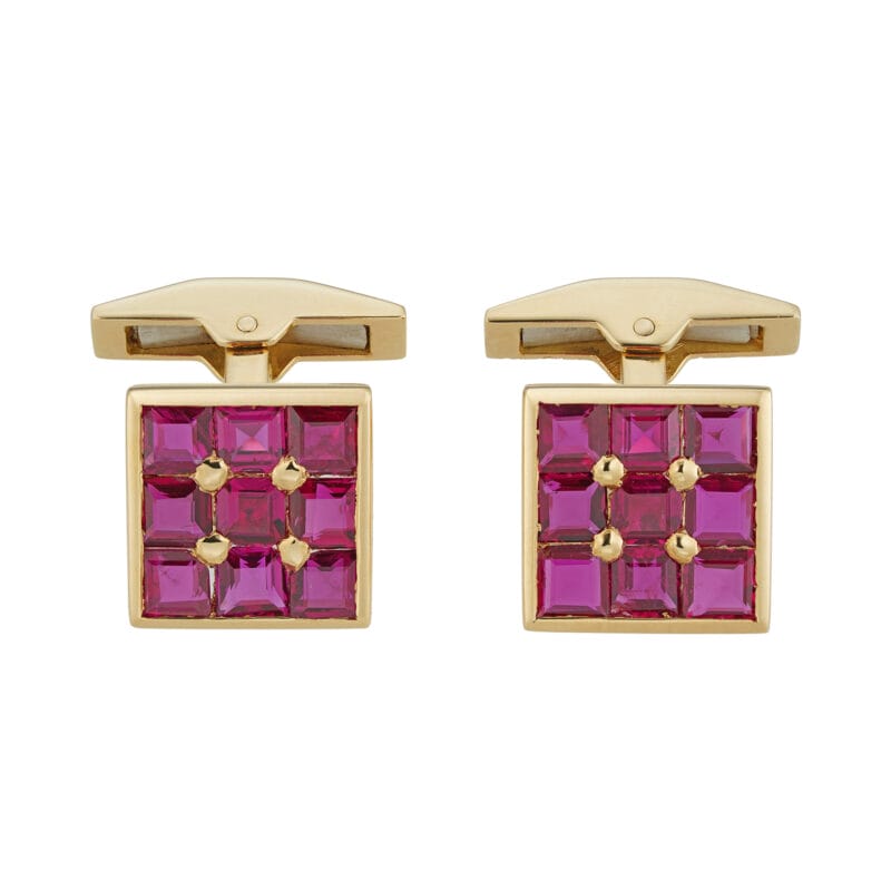 A pair of Vacheron Constantin ruby and gold cufflinks