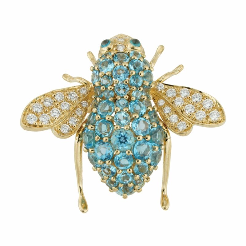 A Blue Topaz And Diamond Bee Brooch