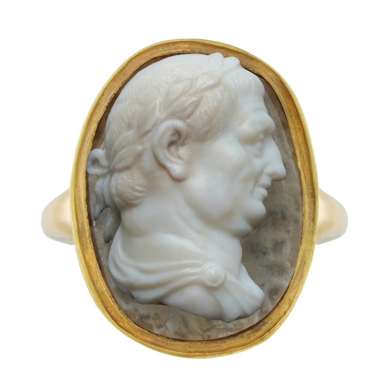 A mid-18th century Italian agate cameo of Emperor Titus