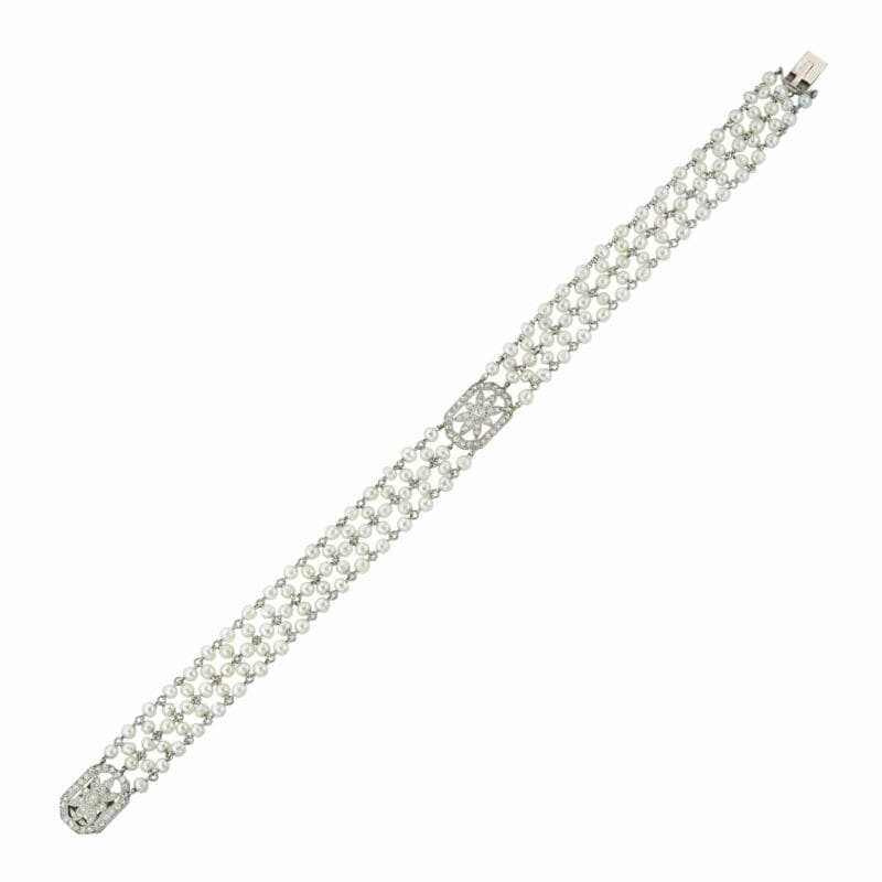 An Edwardian Pearl And Diamond Bracelet