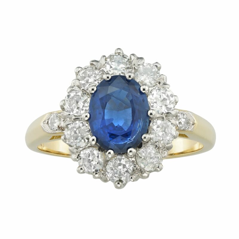 An early 20th century sapphire and diamond cluster ring