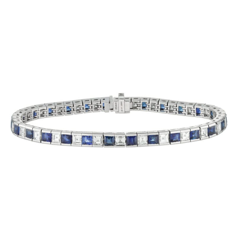 A sapphire and diamond line bracelet