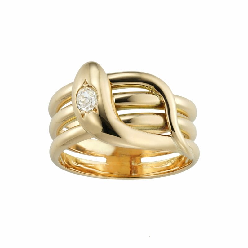 A Turn-of-the-20th century gold and diamond snake ring