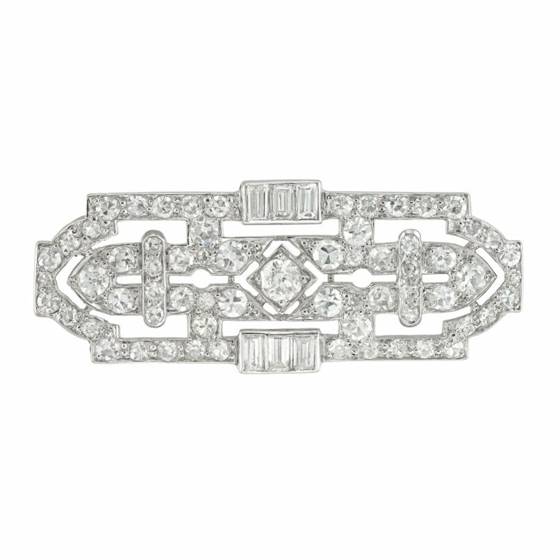 An Art Deco diamond plaque brooch