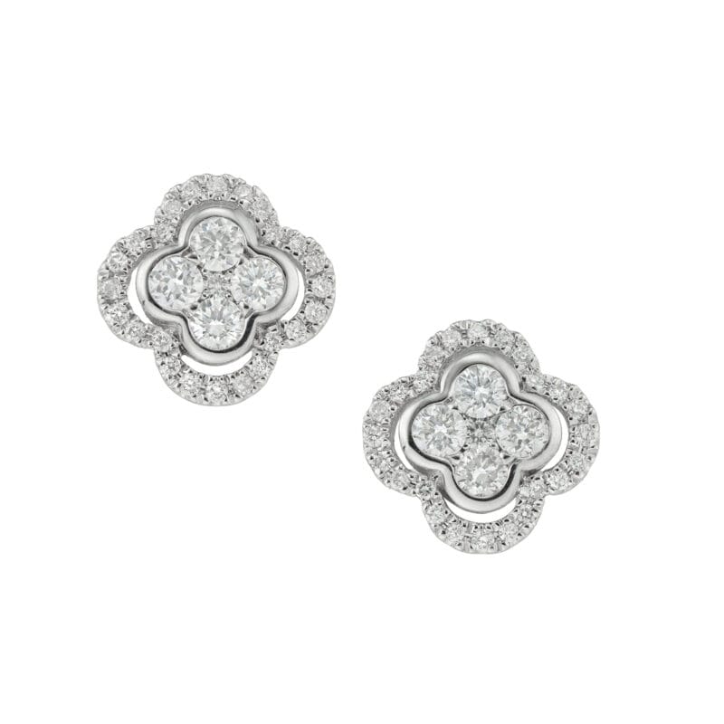 A pair of diamond-set quatrefoil earrings