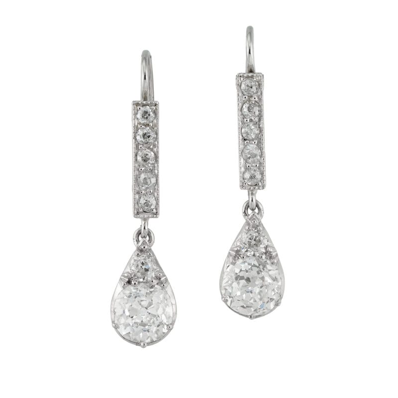 A pair of Edwardian diamond drop earrings