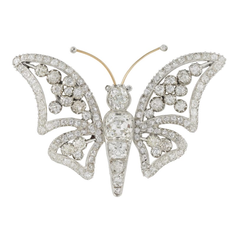 A Georgian diamond-set en tremblant butterfly brooch