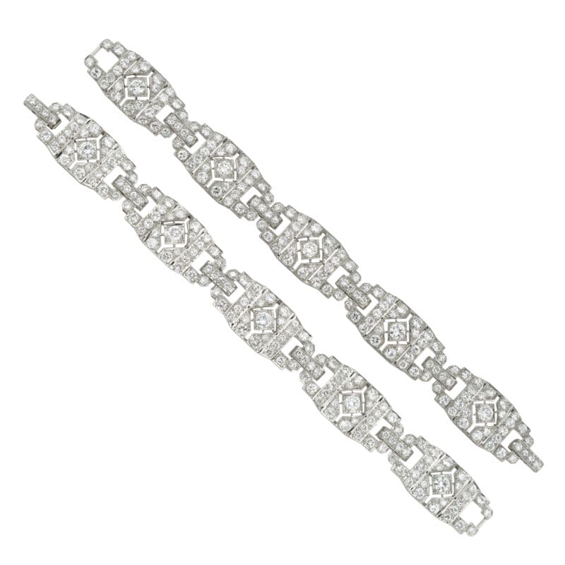A pair of Art Deco diamond-set bracelets