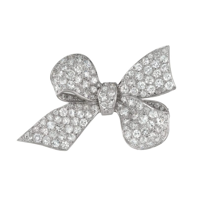 A vintage diamond-set bow brooch