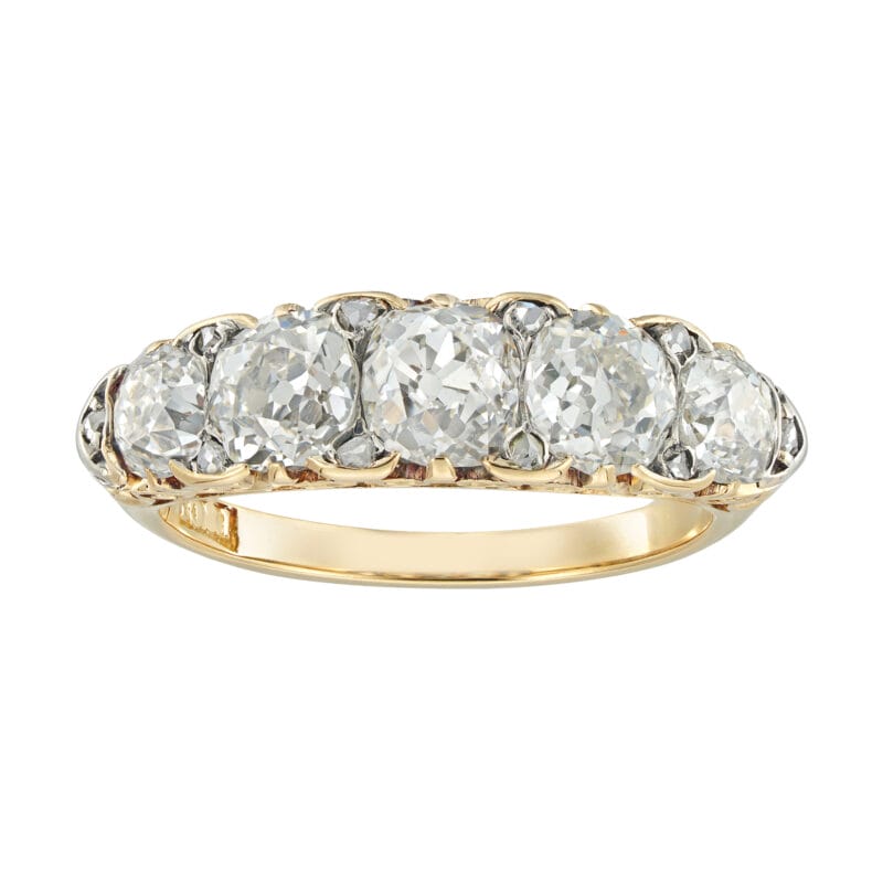 A late Victorian five-stone diamond ring