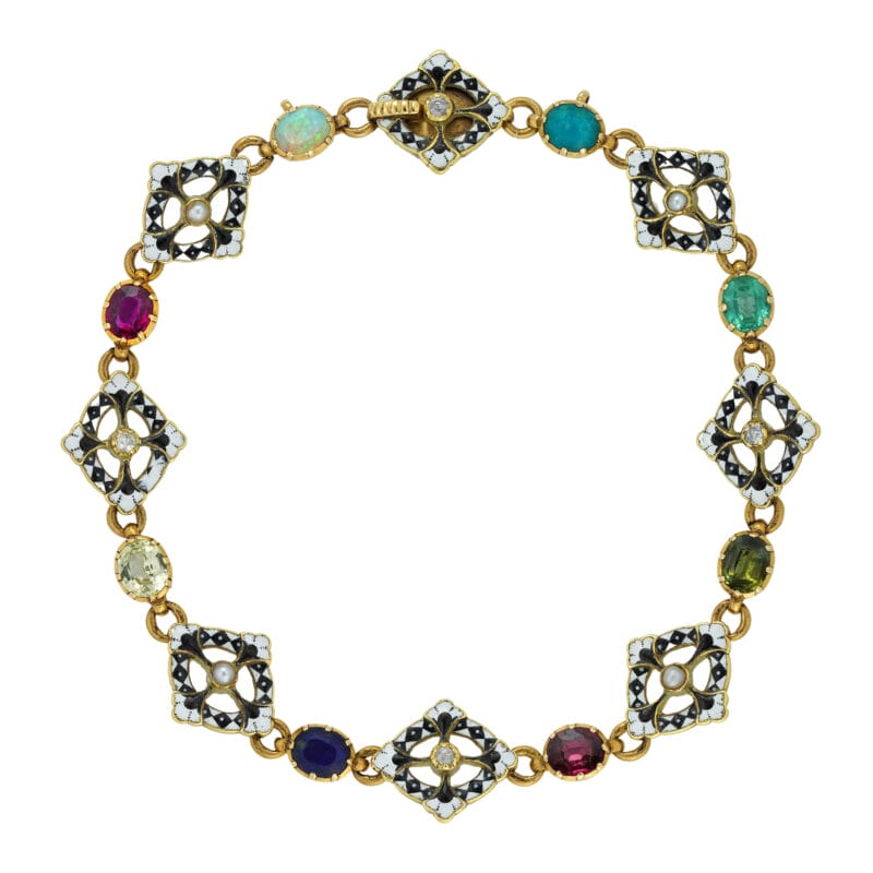 A Gold And Enamel Gemset Bracelet By Giuliano