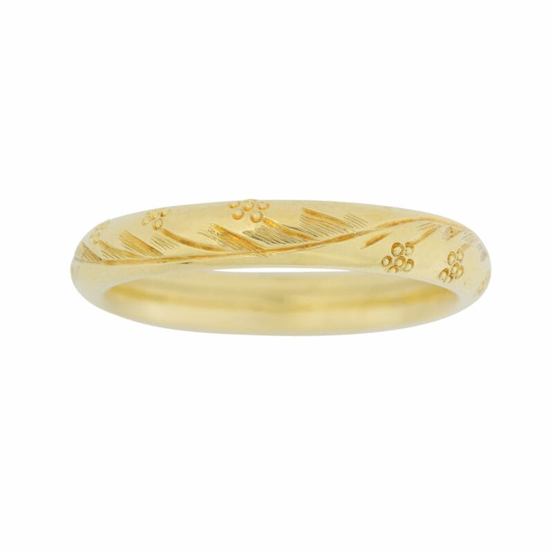 An 18ct Yellow Gold Hand Engraved Ladies Wedding Band