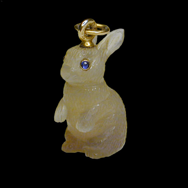 A Late Nineteenth Century Faberge Hardstone Minature Rabbit