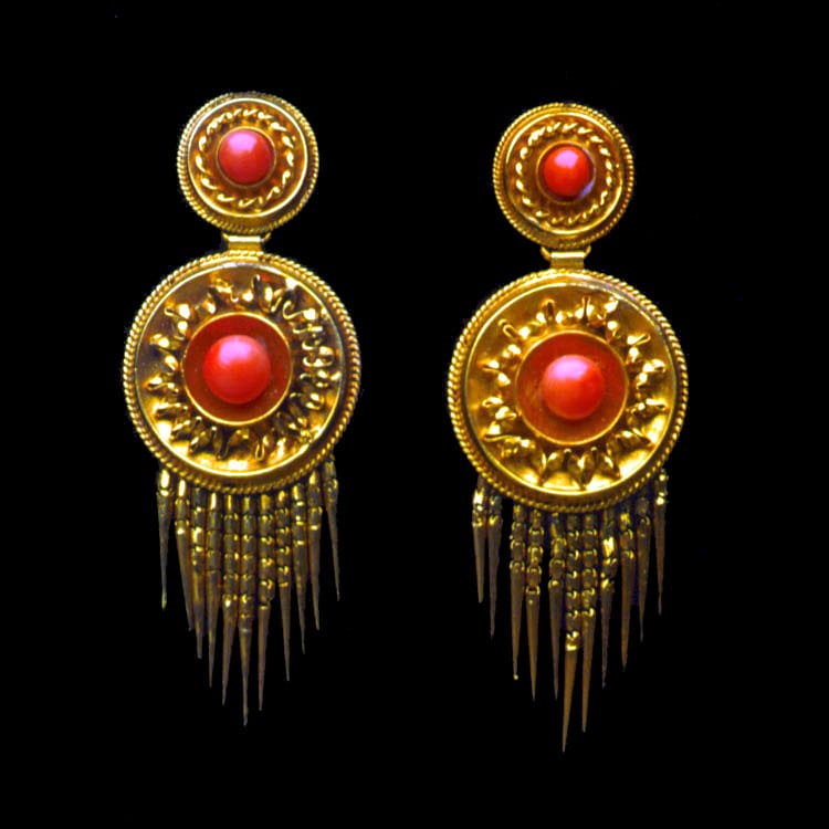 A Pair Of Victorian Coral-set Pendant Earrings