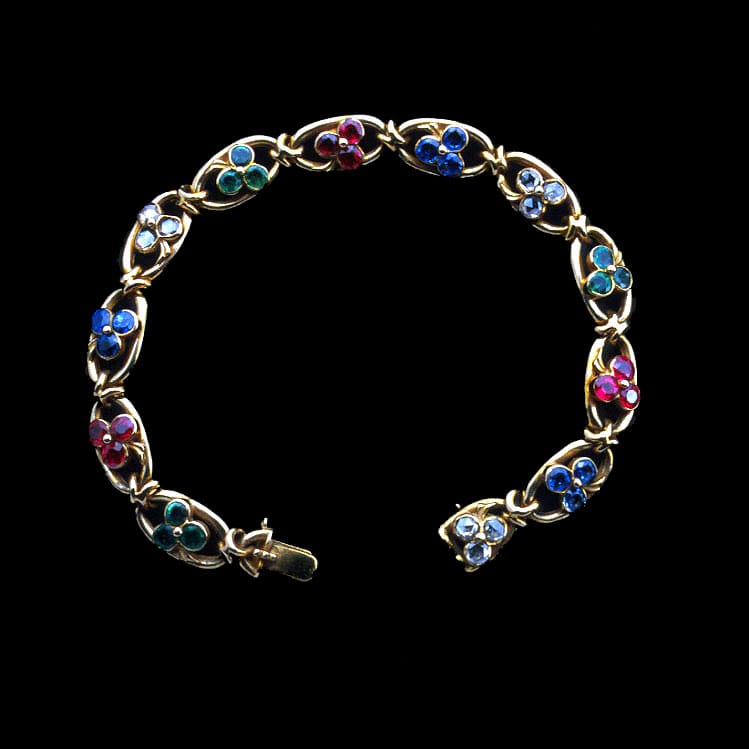 A Multicoloured Gem Set Bracelet, Circa 1900