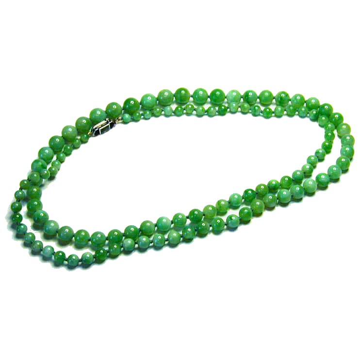 A Single Row Graduated Jadeite Bead Necklace