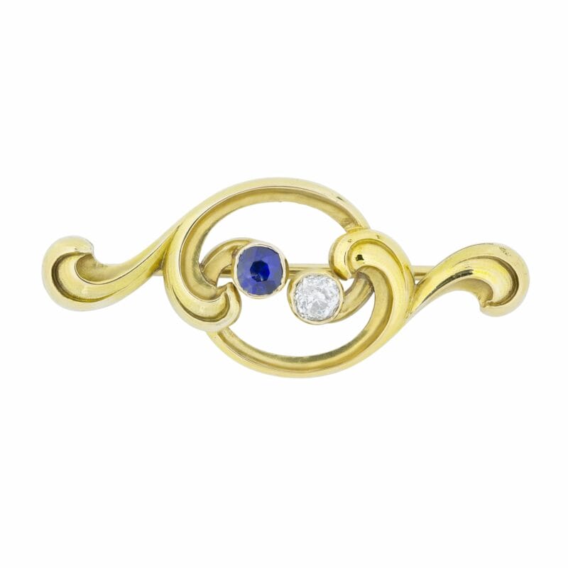 A Fabergé Sapphire, Diamond And Yellow Gold Brooch