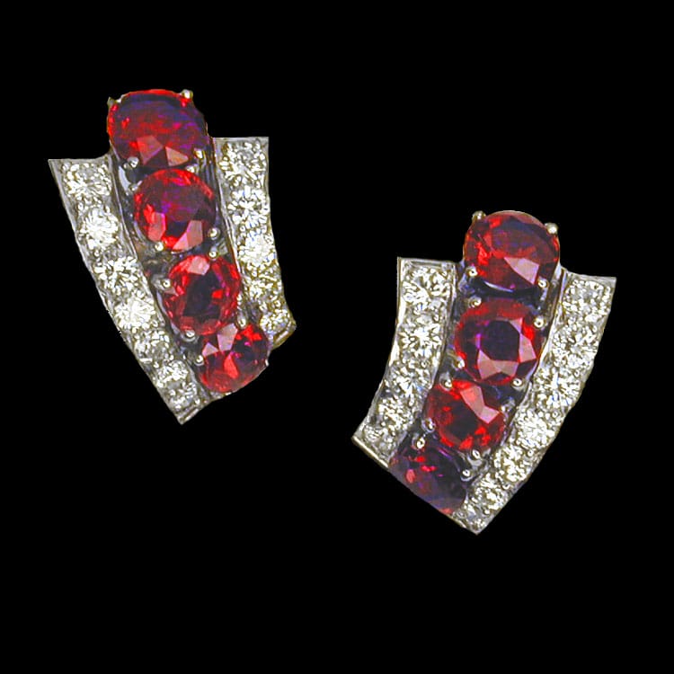 A Pair Of Art Deco Ruby And Diamond Earrings