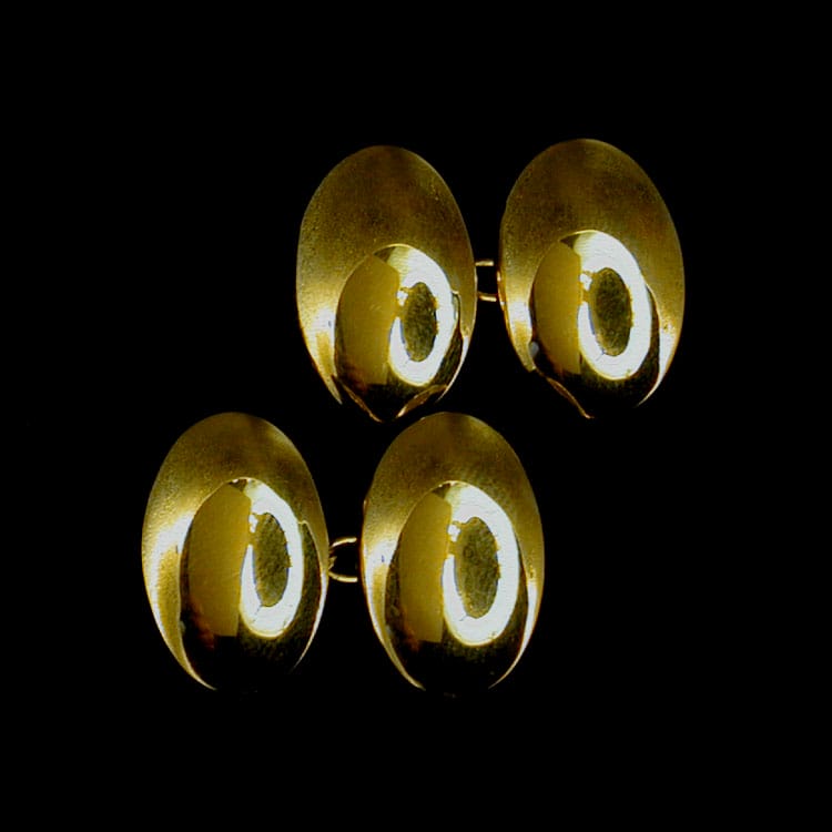 A Pair Of Oval 18ct Yellow Gold Cufflinks