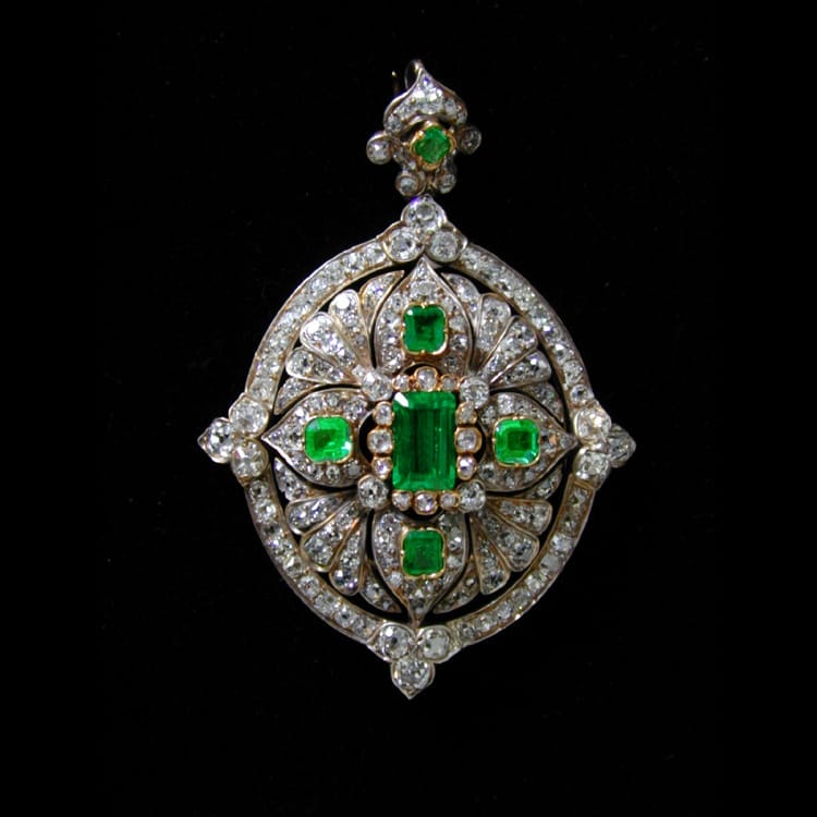 A Victorian Emerald And Diamond Pendant