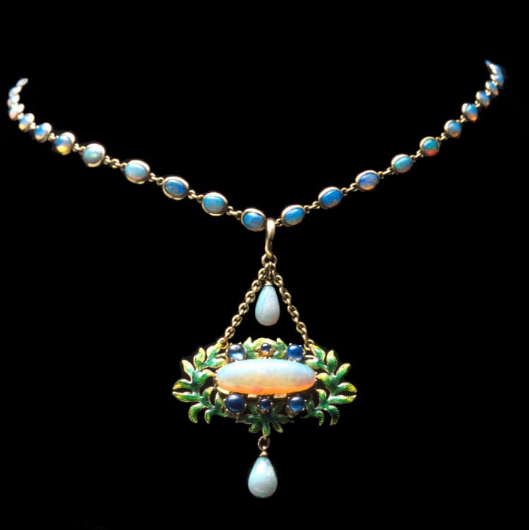 An Opal, Sapphire And Enamel Pendant By C & A Giuliano