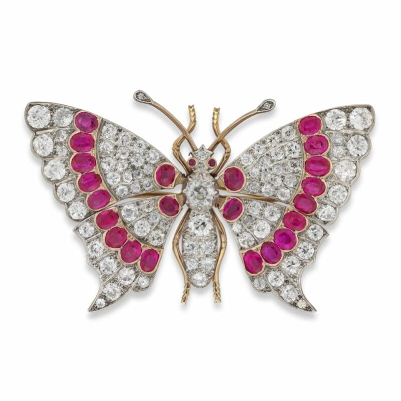 A Late Victorian Ruby And Diamond Butterfly Brooch