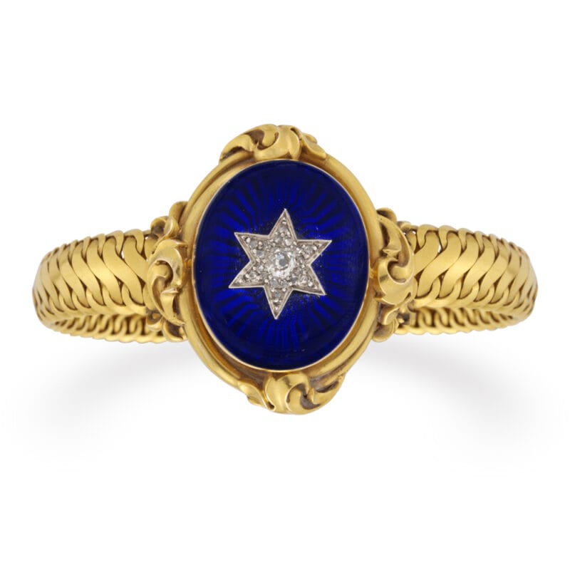 A Victorian Diamond And Royal Blue Enamel Bracelet