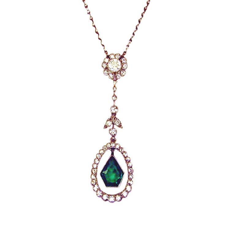 An Edwardian Emerald And Diamond Pendant