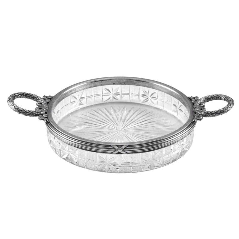 A Fabergé Round Cut Glass & Silver Dish