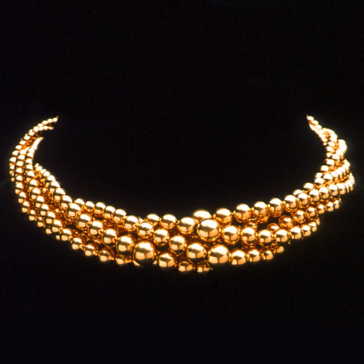 A Five-row Gold Bead Necklace By Cartier