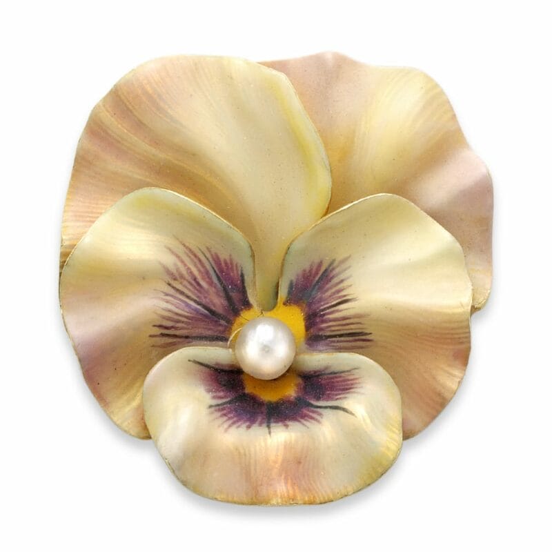 An Antique American Enamel And Pearl Pansy Booch