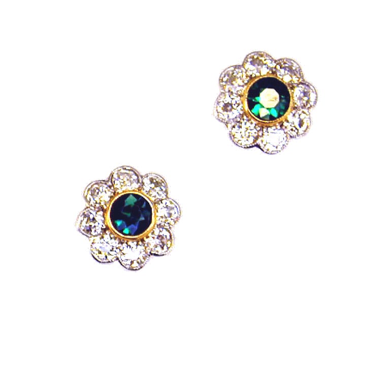 A Pair Of Emerald And Diamond Floral Cluster Earrings