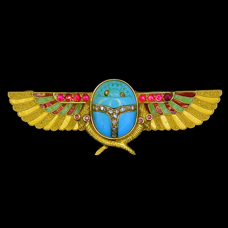 A Victorian Egyptian Revival Scarab Brooch