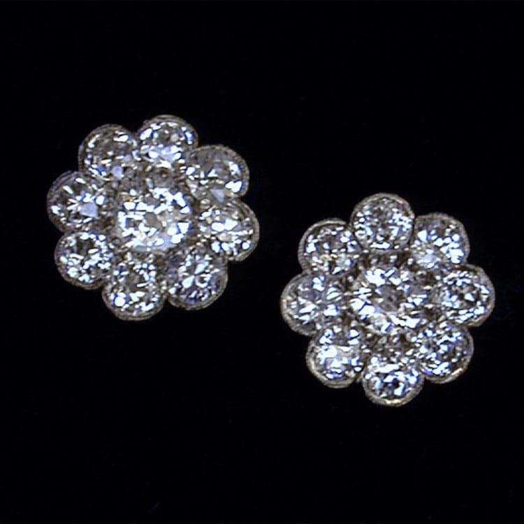 A Pair Of Diamond Floral Cluster Earrings