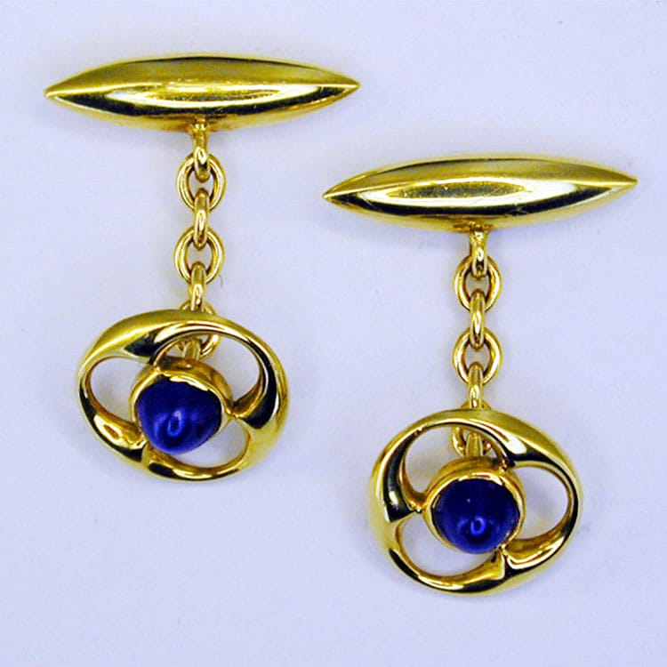 A Pair Of Gold And Lapis Lazuli Cufflinks