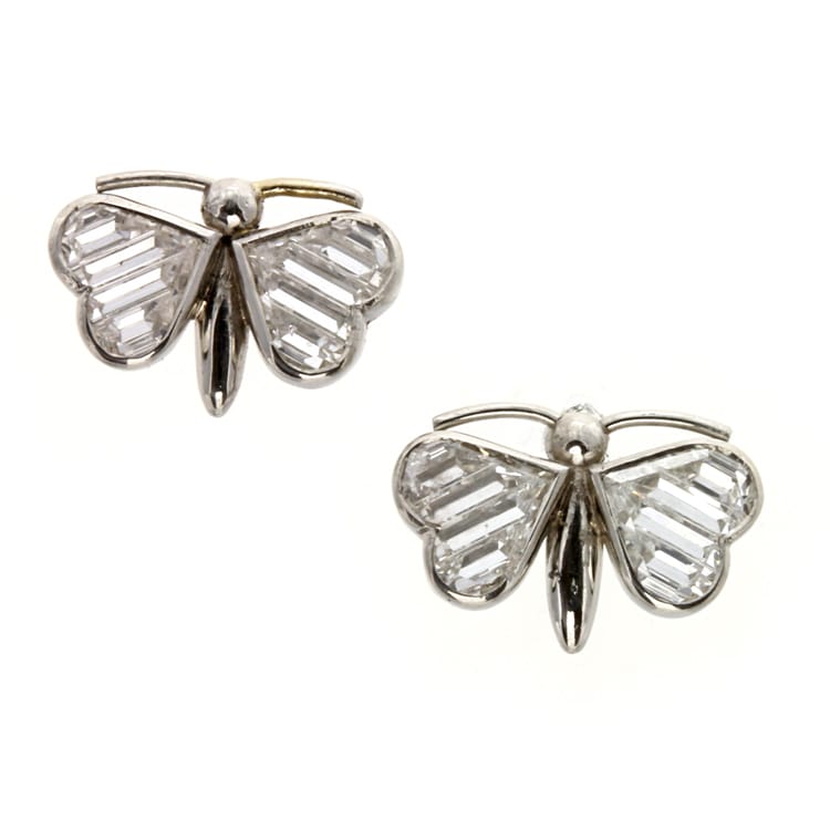 A Pair Of Diamond Butterfly Earrings