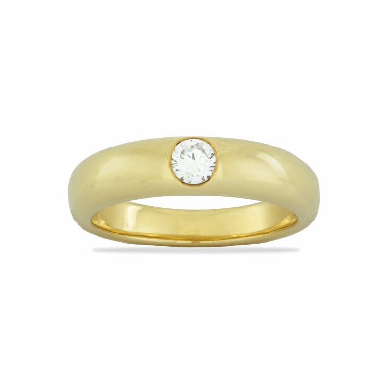 A Single Stone Diamond Yellow Gold Token Ring