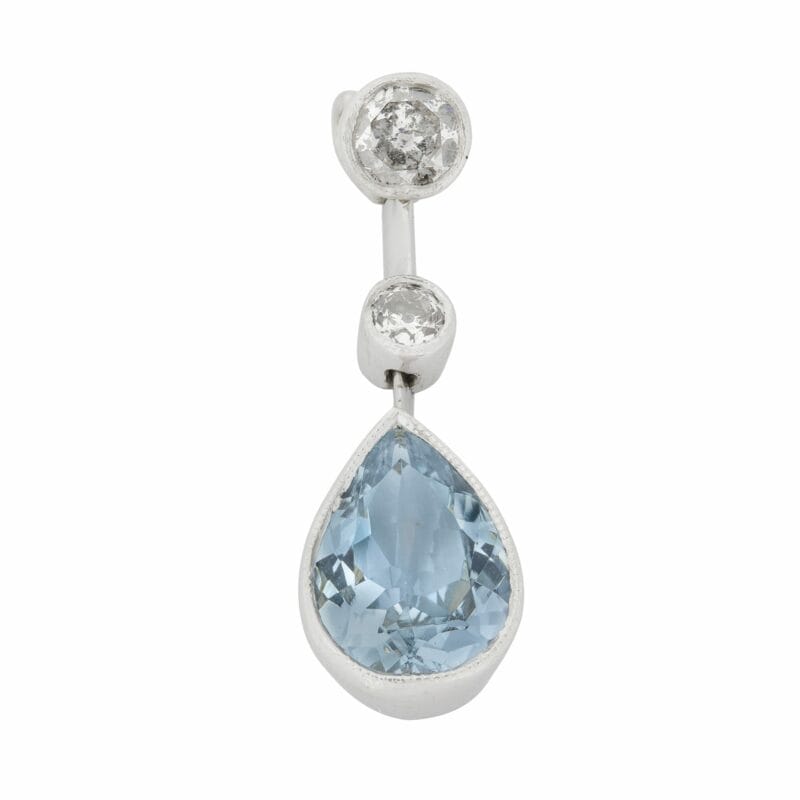 An Aquamarine And Diamond Drop Pendant