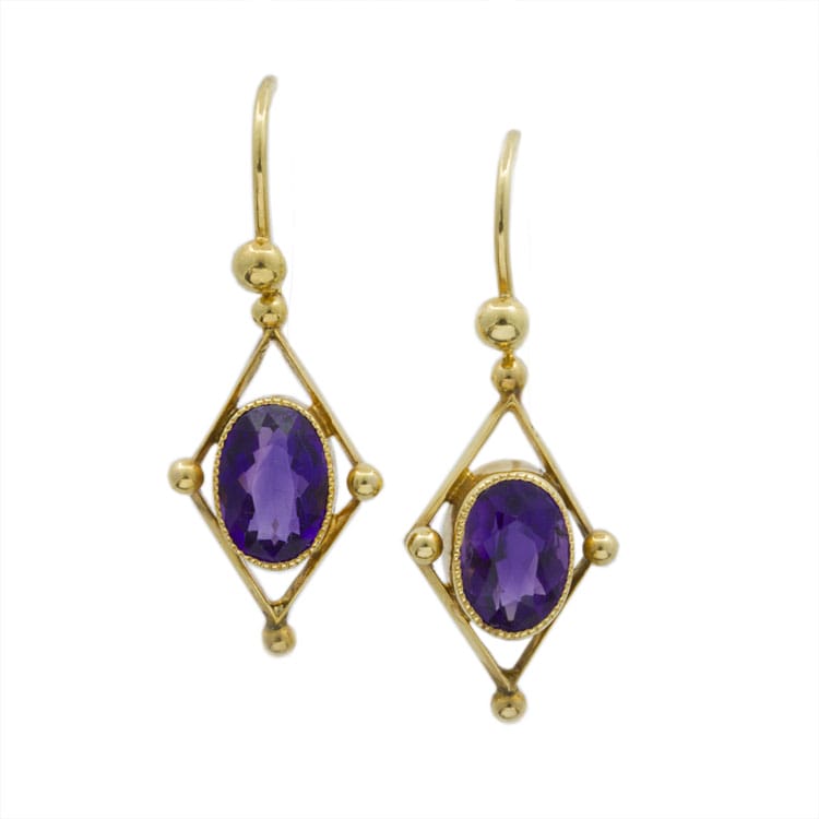 A Pair Of Late Victorian Amethyst And Gold Earrings