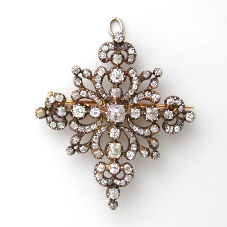 A Victorian Diamond Set Cross Brooch