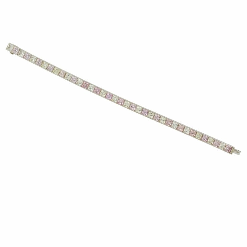 A White And Pink Sapphire Line Bracelet