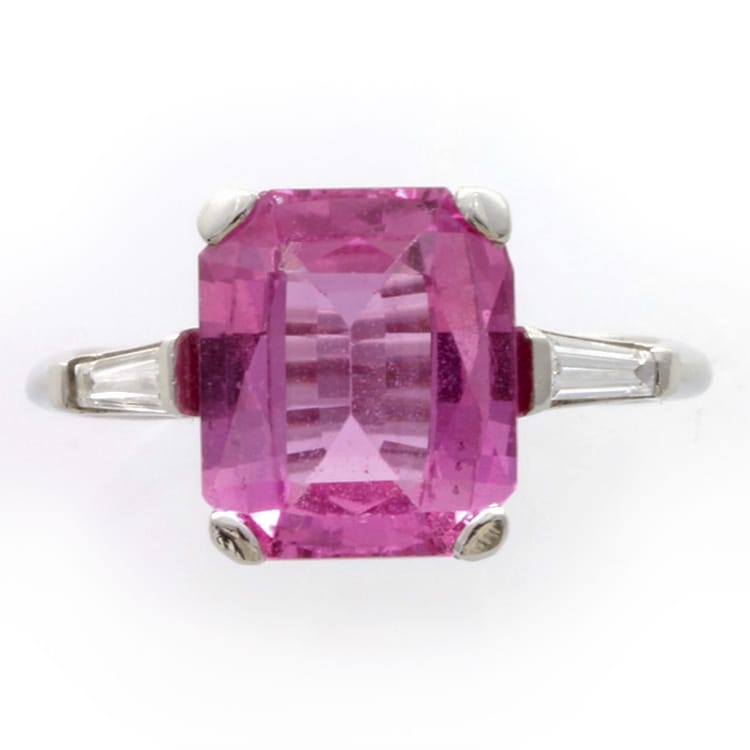 A Pink Sapphire And Diamond Ring