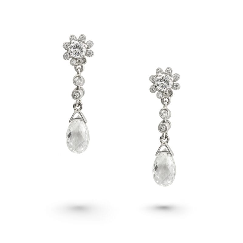 A Pair Of Briolette Diamond Drop Earrings