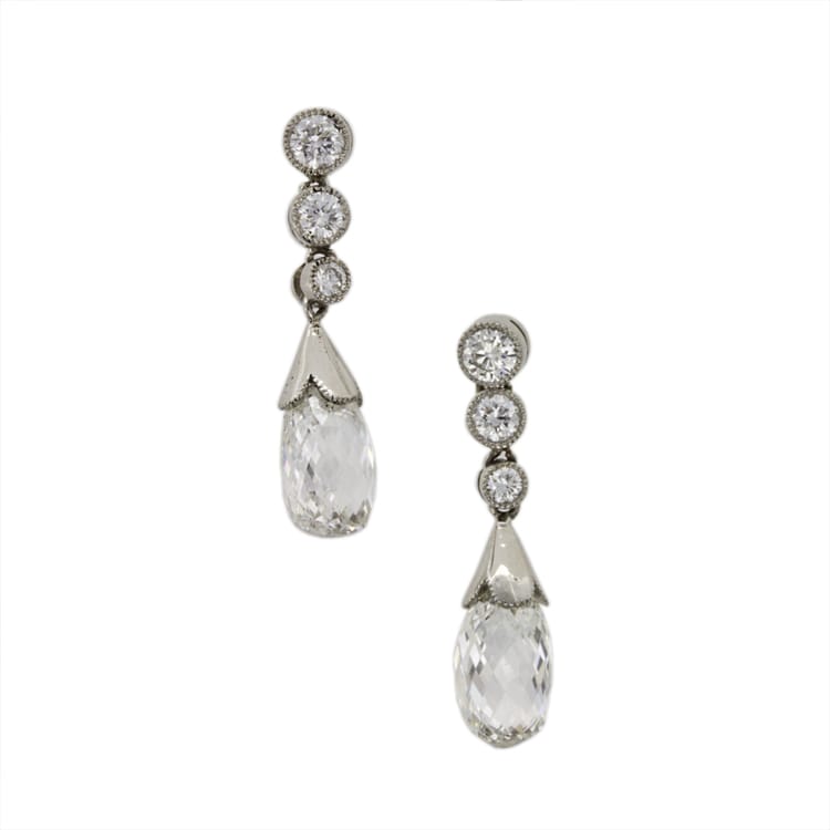 A Pair Of Briolette-cut Diamond Drop Earrings