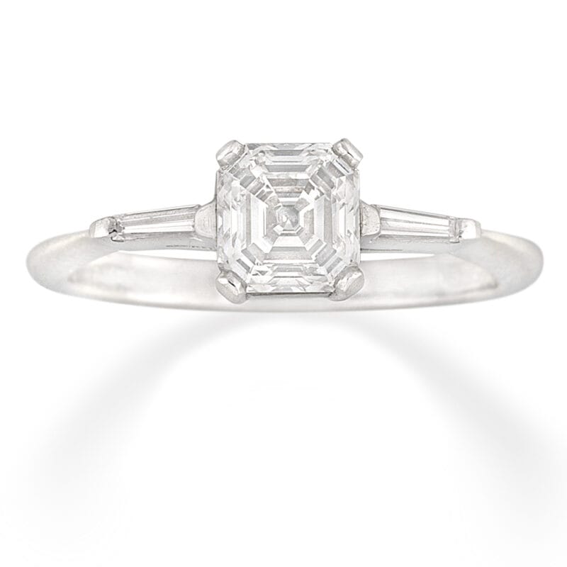 A Single Stone Square-cut Diamond Ring