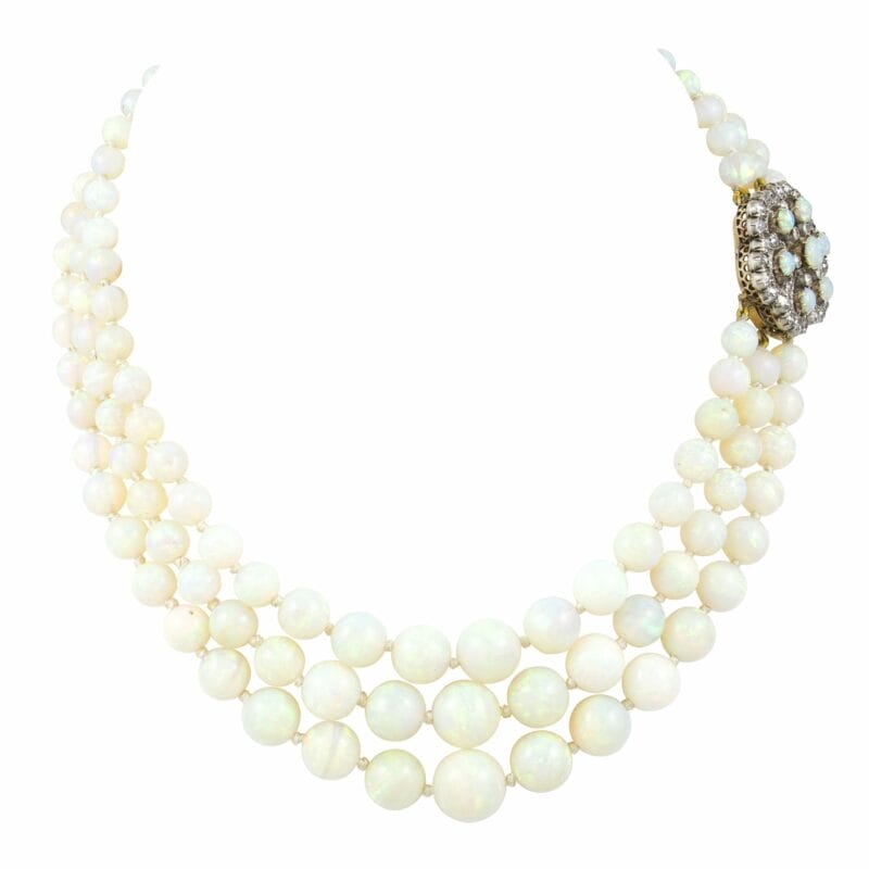 A Three Row Opal Bead Necklace