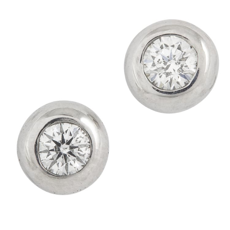A Pair Of Round Brilliant-cut Diamond Earrings