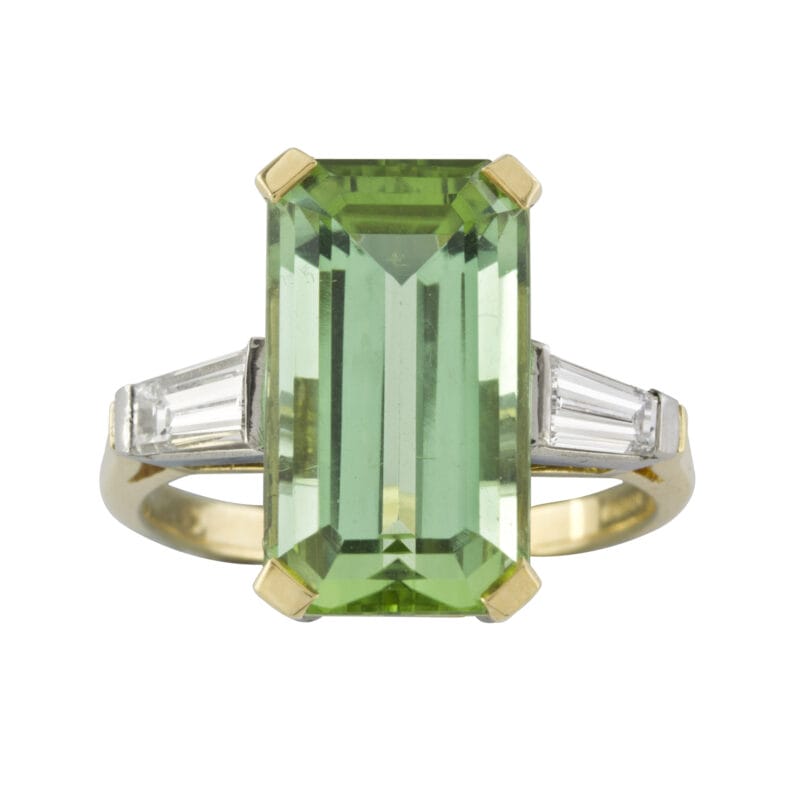 A Green Tourmaline And Diamond Ring