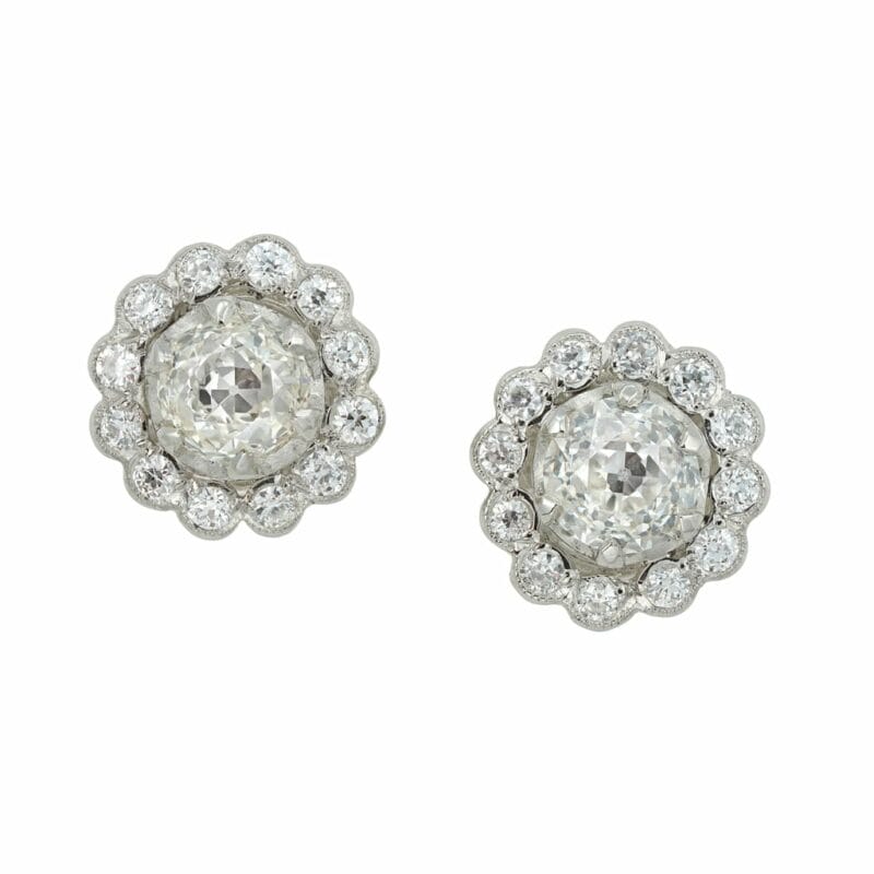 A Pair Of Diamond Cluster Earrings